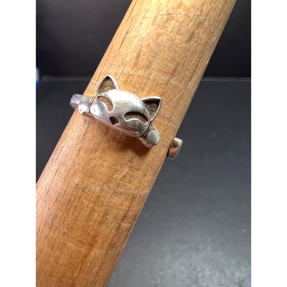 Vintage Sterling Silver Adjustable Cat Ring – Size 7 - Picture 1 of 15